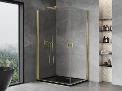 Cabine De Douche|Mexen Mist-B Duo cabine de douche pivotante 100 x 95 cm, transparent, doré - 8A2-100-095-50-00