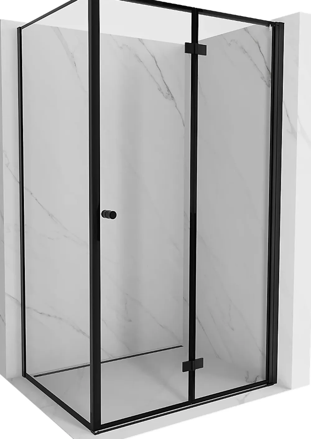 Mexen Mist-F cabine de douche pliante droite 80 x 100 cm, cadre noir, noir - 8A6T-080-100-70-70-P
