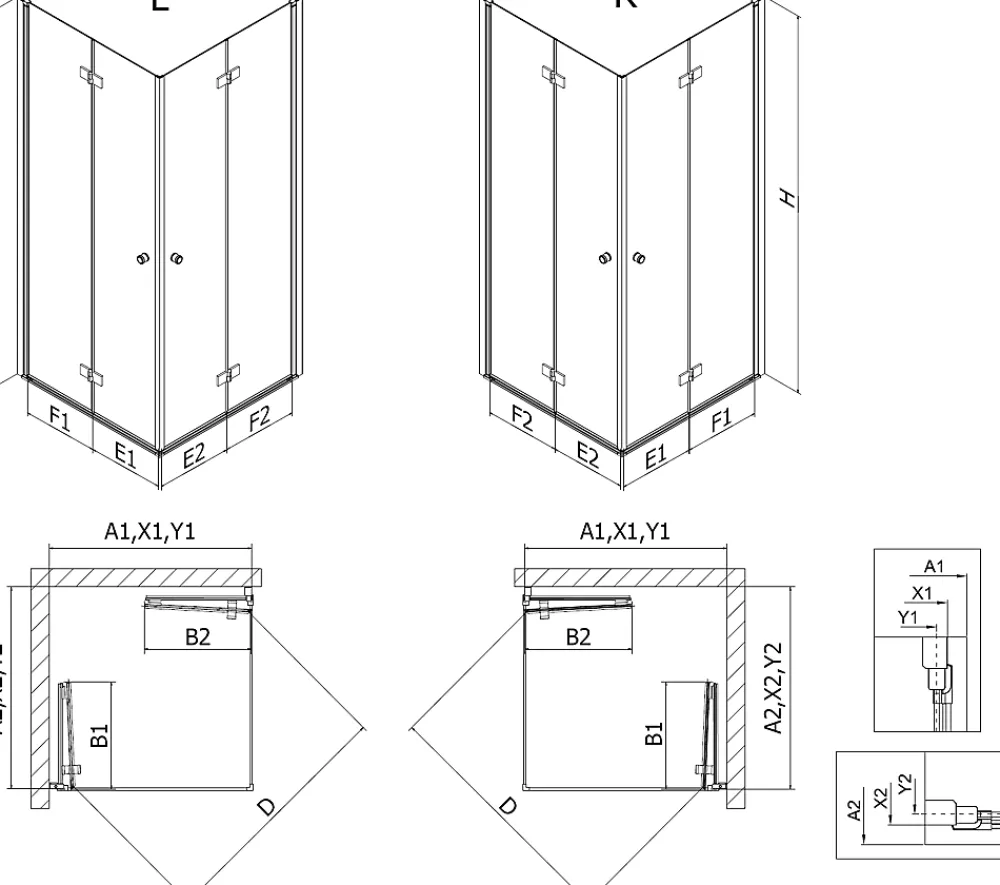 Mexen Mist-F Duo cabine de douche pliante droite 100 x 120 cm, transparent, chrome - 8A6-100L-120P-01-00