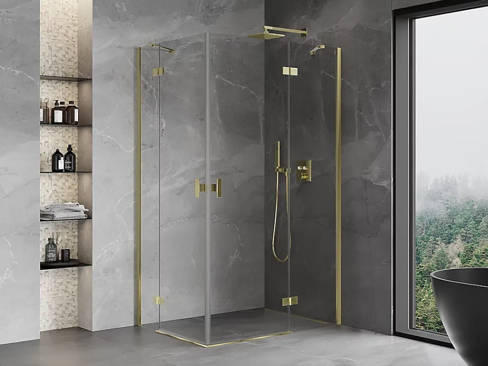 Mexen Mist-H Duo cabine de douche pivotante droite 80 x 110 cm, transparent, or - 8A5-080L-110P-50-00