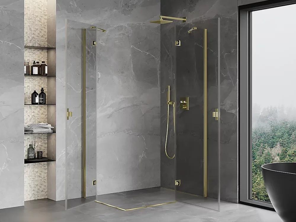 Mexen Mist-H Duo cabine de douche pivotante droite 80 x 110 cm, transparent, or - 8A5-080L-110P-50-00