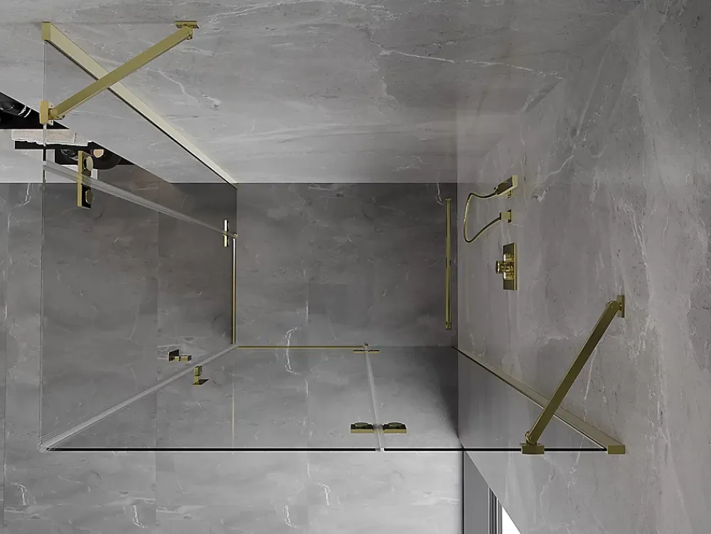 Mexen Mist-H Duo cabine de douche pivotante droite 80 x 110 cm, transparent, or - 8A5-080L-110P-50-00