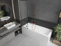 Paroi De Douche|Mexen Next paroi de douche à 1 volet 50 x 150 cm, cadre noir, or rose - 895-050-000-00-70-60