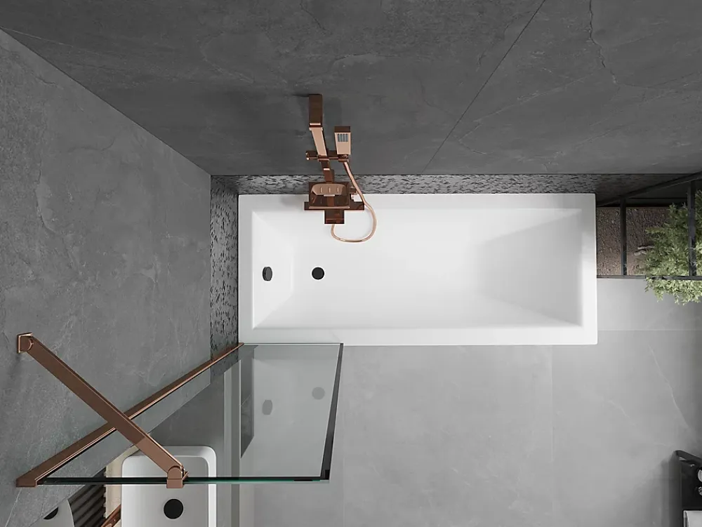 Paroi De Douche|Mexen Next paroi de douche à 1 volet 50 x 150 cm, cadre noir, or rose - 895-050-000-00-70-60