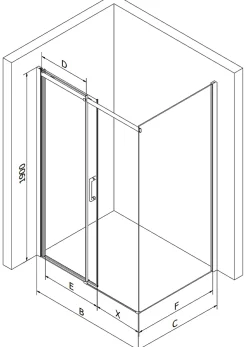 Mexen Omega cabine de douche coulissante 110 x 80 cm, transparent, dorée - 825-110-080-50-00