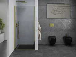 Porte De Douche|Mexen Pretoria porte de douche pivotante 70 cm, transparent, dorée - 852-070-000-50-00