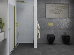 Porte De Douche|Mexen Pretoria porte de douche pivotante 70 cm, transparent, dorée - 852-070-000-50-00