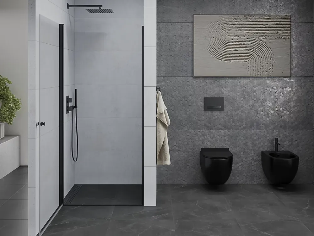 Mexen Pretoria porte de douche pivotante 70 cm, transparent, noir - 852-070-000-70-00