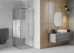 Paroi De Douche|Mexen Rio cabine de douche carrée 80 x 80 cm, bandes blanches, chrome - 860-080-080-01-20