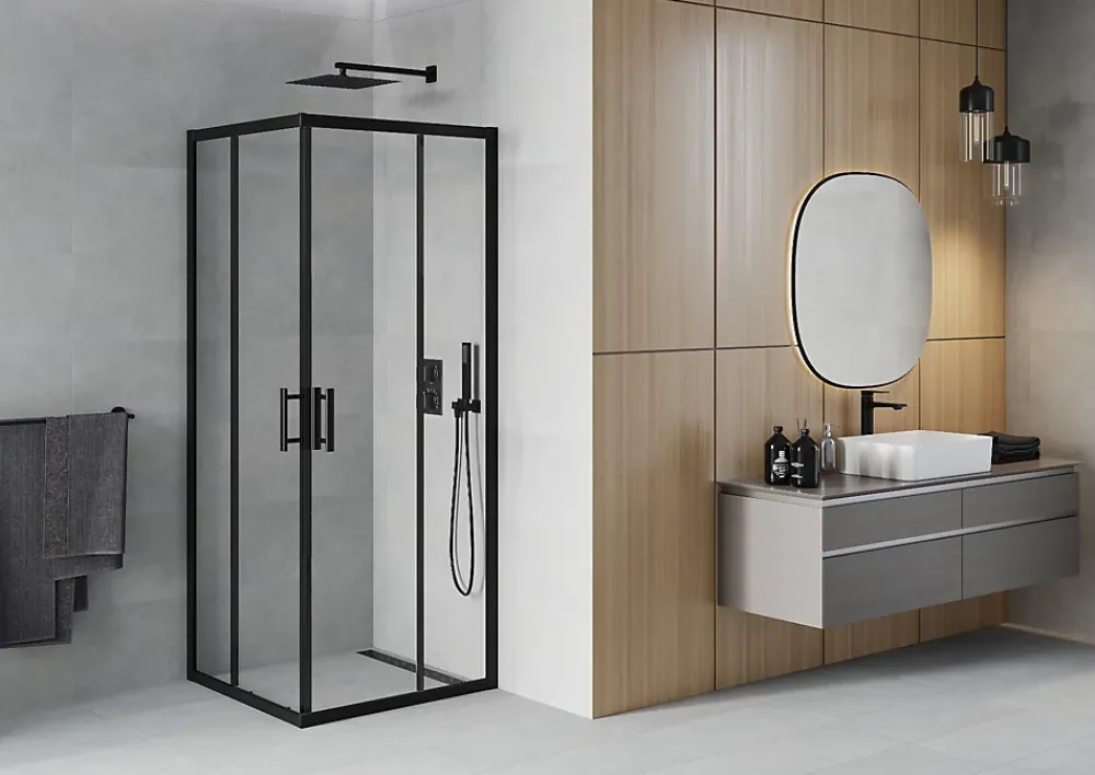 Cabine De Douche|Mexen Rio cabine de douche carrée 80 x 80 cm, transparente, noire - 860-080-080-70-00