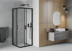 Cabine De Douche|Mexen Rio cabine de douche carrée 80 x 80 cm, transparente, noire - 860-080-080-70-00