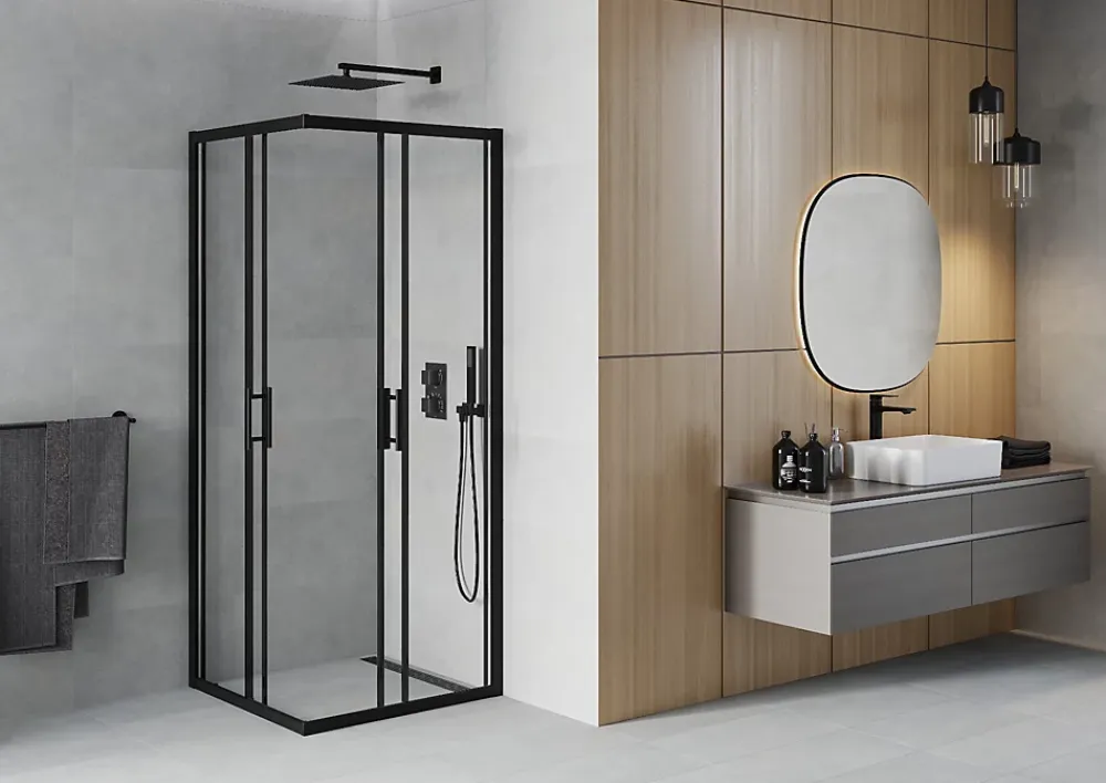 Cabine De Douche|Mexen Rio cabine de douche carrée 80 x 80 cm, transparente, noire - 860-080-080-70-00