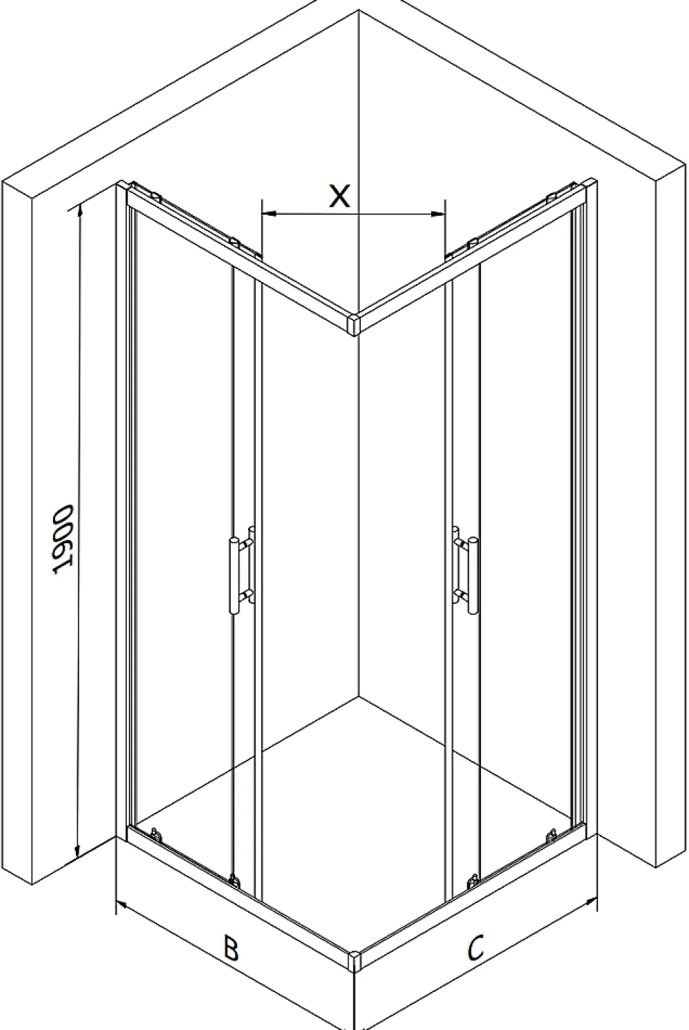 Cabine De Douche|Mexen Rio cabine de douche carrée 80 x 80 cm, transparente, noire - 860-080-080-70-00