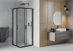 Mexen Rio cabine de douche carrée 80 x 80 cm, givrée, noire - 860-080-080-70-30
