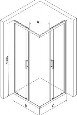 Mexen Rio cabine de douche carrée 80 x 80 cm, givrée, noire - 860-080-080-70-30