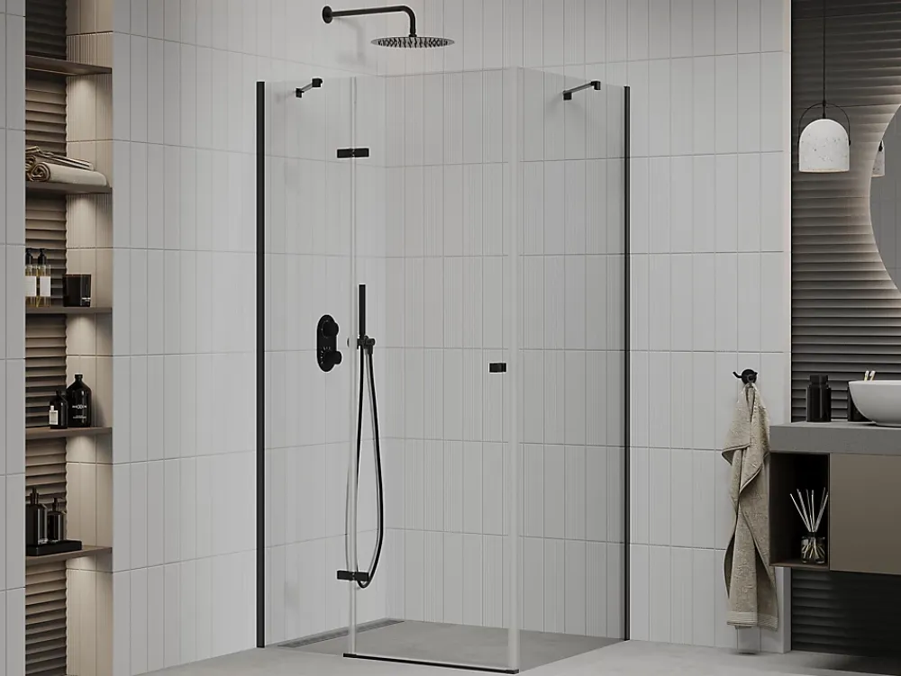 Paroi De Douche|Mexen Roma cabine de douche pivotante 100 x 80 cm, transparent, noire - 854-100-080-70-00