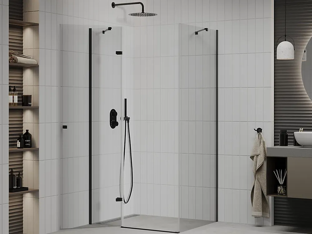 Paroi De Douche|Mexen Roma cabine de douche pivotante 100 x 80 cm, transparent, noire - 854-100-080-70-00