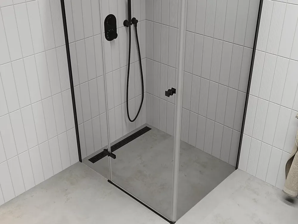Paroi De Douche|Mexen Roma cabine de douche pivotante 100 x 80 cm, transparent, noire - 854-100-080-70-00