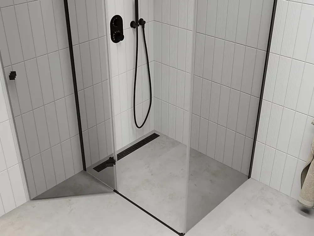 Paroi De Douche|Mexen Roma cabine de douche pivotante 100 x 80 cm, transparent, noire - 854-100-080-70-00