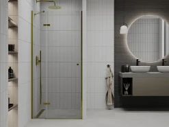 Porte De Douche|Mexen Roma porte de douche pivotante 120 cm, transparentes, dorées - 854-120-000-50-00