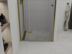 Porte De Douche|Mexen Roma porte de douche pivotante 120 cm, transparentes, dorées - 854-120-000-50-00