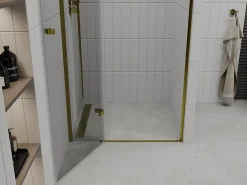 Porte De Douche|Mexen Roma porte de douche pivotante 120 cm, transparentes, dorées - 854-120-000-50-00