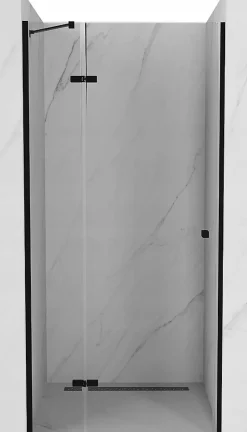 Porte De Douche|Mexen Roma porte de douche pivotante 110 cm, transparentes, noires - 854-110-000-70-00