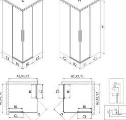 Paroi De Douche|Mexen Rox Duo cabine de douche coulissante 120 x 80 cm, transparent, or - 8C2D-120-080-50-00