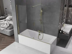 Mexen Velar pare-douche 2 plis coulissant 180 x 150 cm, transparent, doré - 896-180-000-01-50
