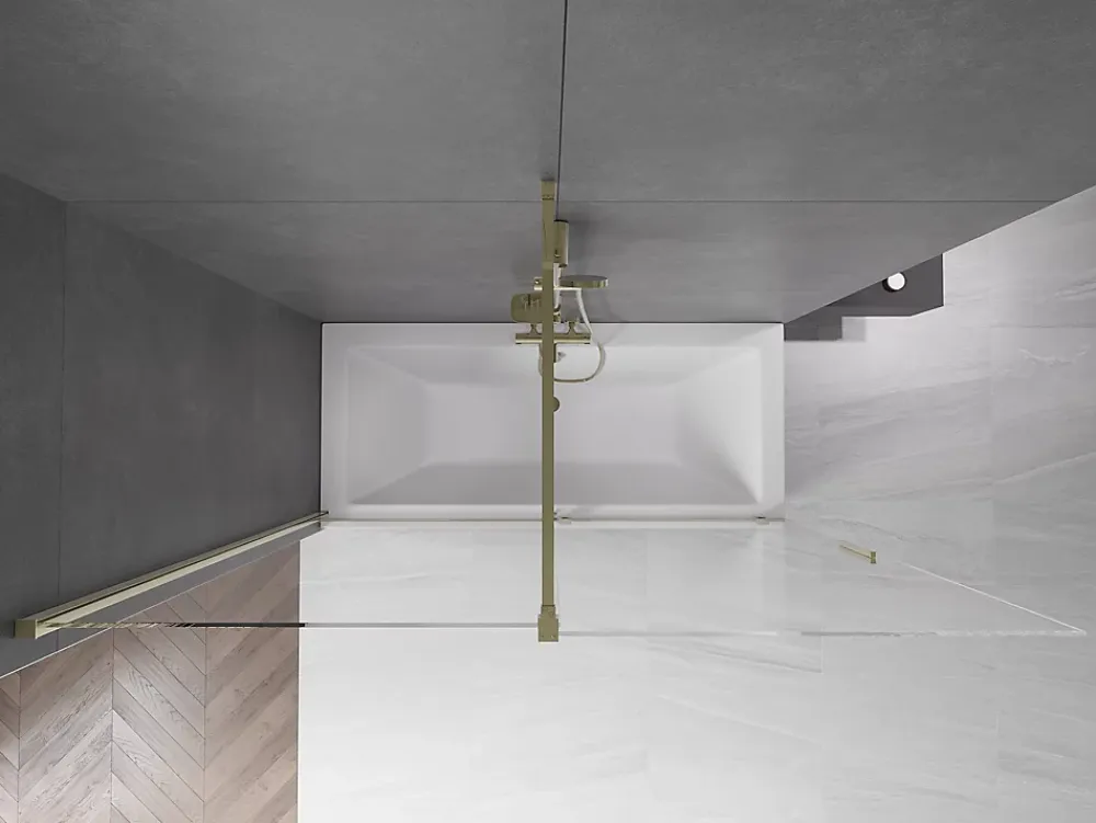 Mexen Velar pare-douche 2 plis coulissant 180 x 150 cm, transparent, doré - 896-180-000-01-50