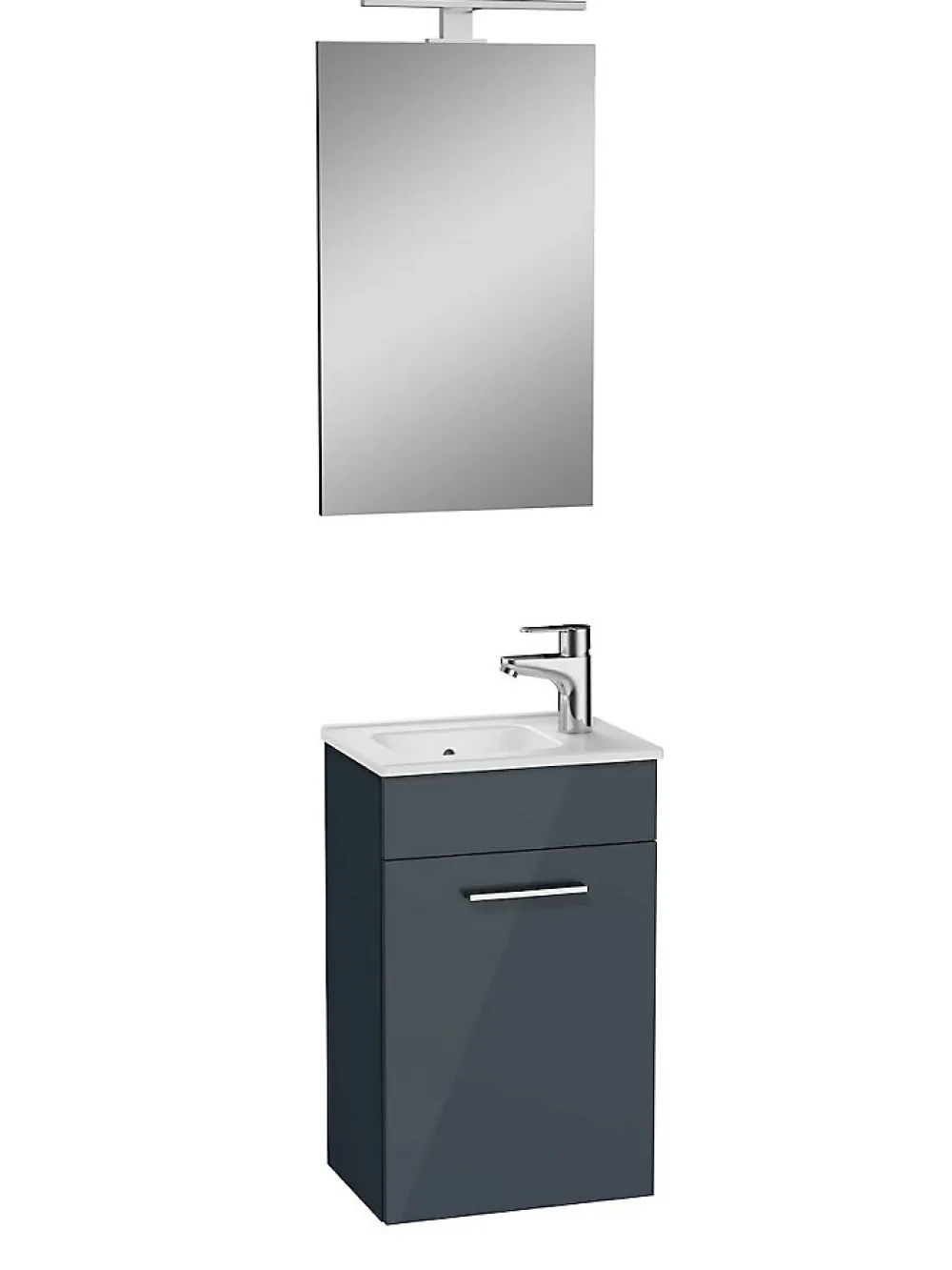 Vitra Mia ensemble meuble 39x61x28 cm avec miroir, lavabo et éclairage LED, Anthracite brillant (MIASET40A)