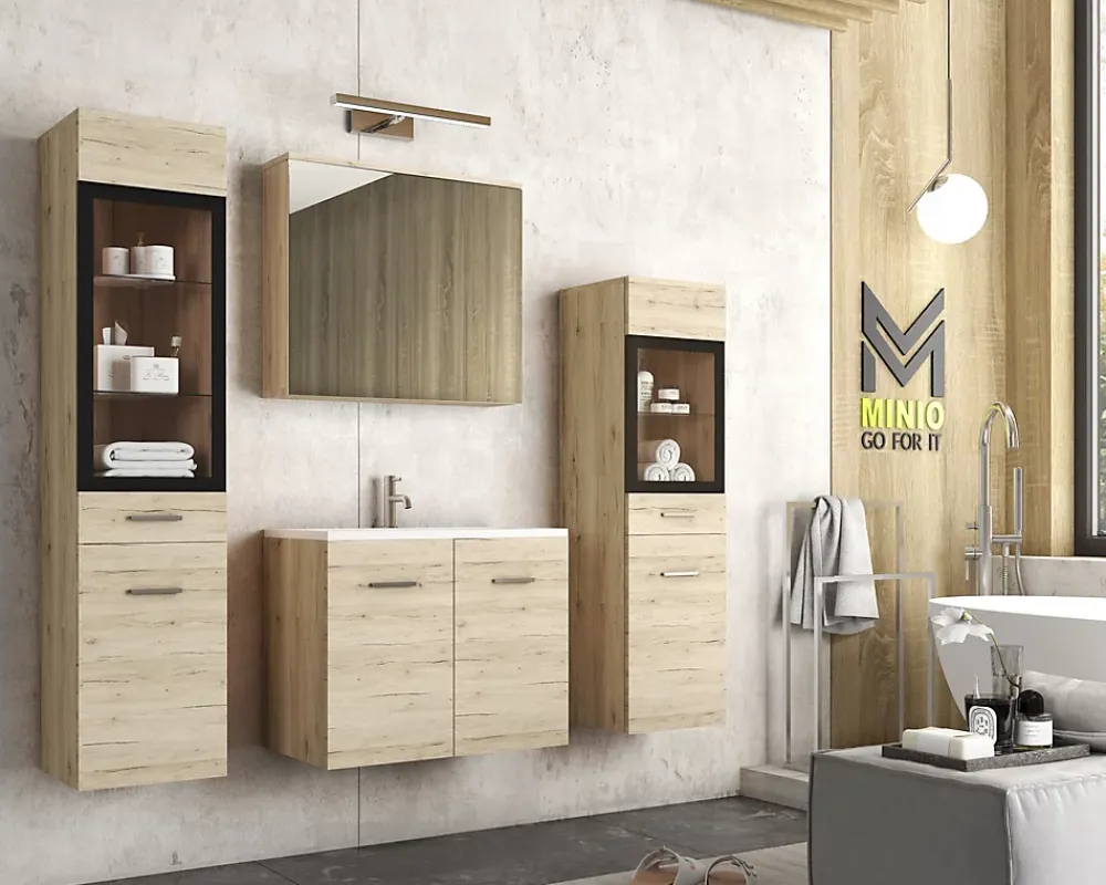 MINIO go for it , Meuble de salle de bain couleur chêne San Remo - MARIT II