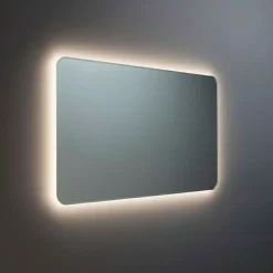 Miroir Lumineux|Et Design Miroir à bord poli 100x70 cm avec coins arrondis et rétroéclairage périmétrique