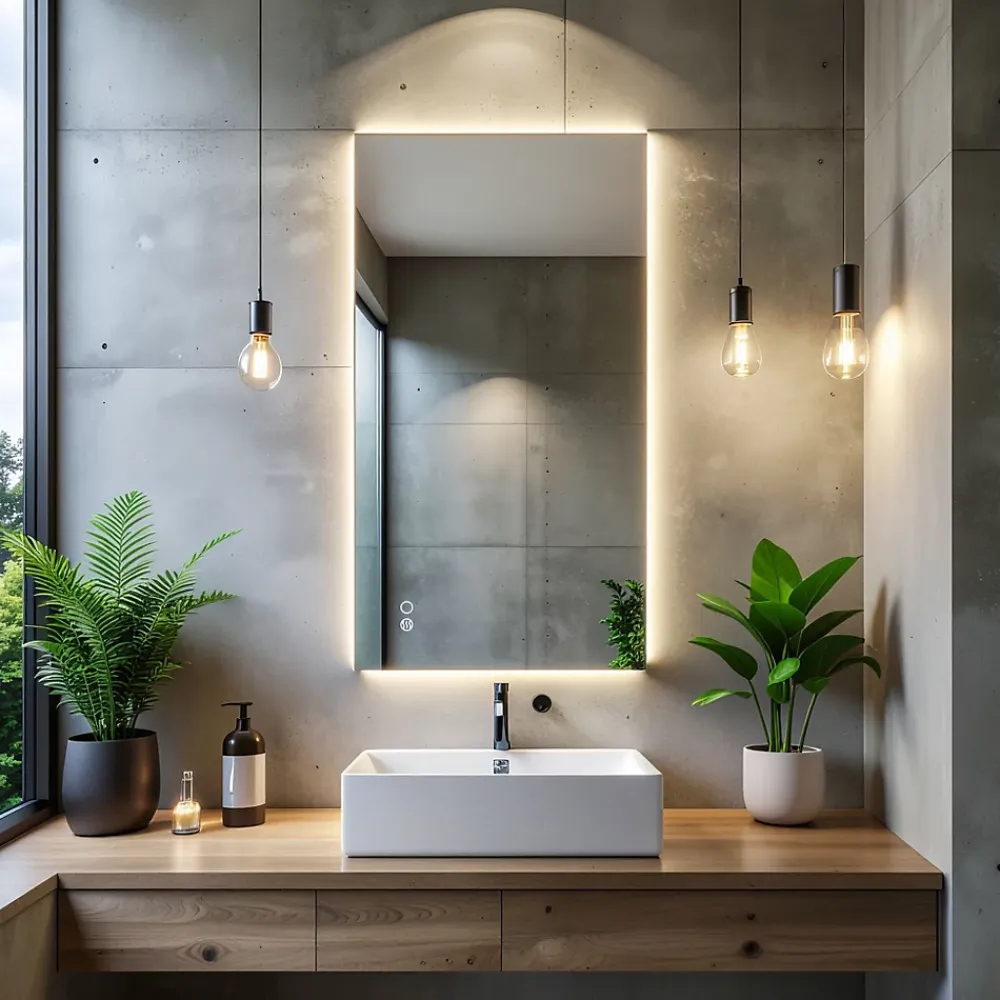 Miroir Lumineux|Et Design Miroir à bord poli 120x60 cm avec rétroéclairage périmétrique, interrupteur tactile et système antibuée
