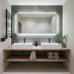 Miroir Lumineux|Et Design Miroir à bord poli 120x60 cm avec rétroéclairage périmétrique, interrupteur tactile et système antibuée
