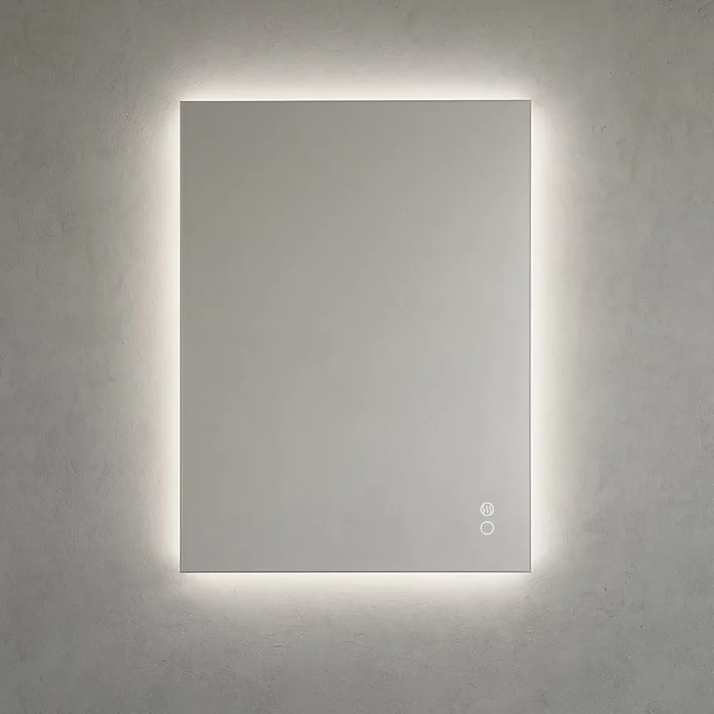 Miroir Lumineux|Et Design Miroir à bord poli 120x60 cm avec rétroéclairage périmétrique, interrupteur tactile et système antibuée