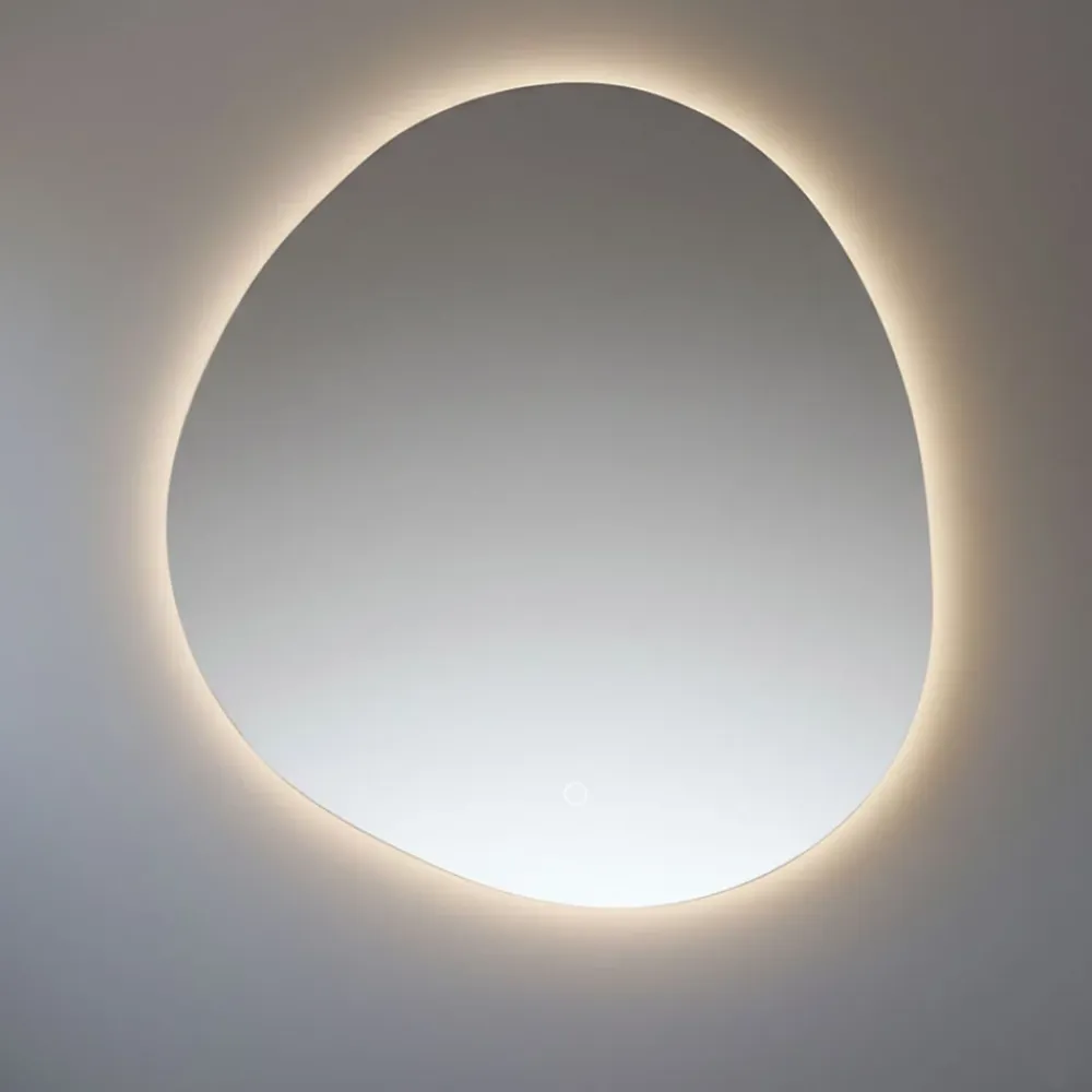 Miroir Lumineux|Et Design Miroir à bord poli 100x110 cm de forme profilée avec rétroéclairage led périmétrique et interrupteur tactile