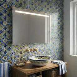 Et Design Miroir à bord poli 120x70H cm avec sablage frontal rétroéclairé led