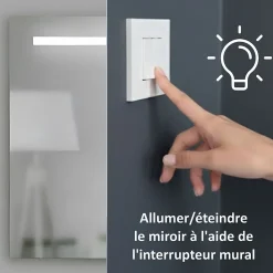 Et Design Miroir à bord poli 120x70H cm avec sablage frontal rétroéclairé led
