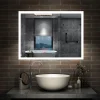 AICA Sanitaire Miroir de salle de bain 80x60cm LED tricolore anti-buée + mémoire + dimmable,