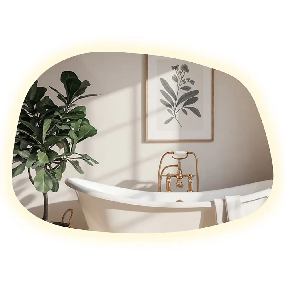 Miroir Lumineux|Tulup Miroir asymétrique led 49 x 34 cm design lumière neutre