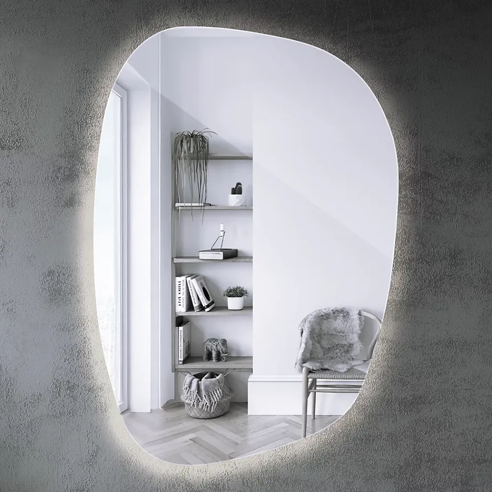 Miroir Lumineux|Tulup Miroir asymétrique led 49 x 34 cm design lumière neutre