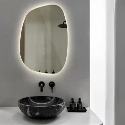 Miroir Lumineux|Tulup Miroir asymétrique led 49 x 34 cm design lumière neutre