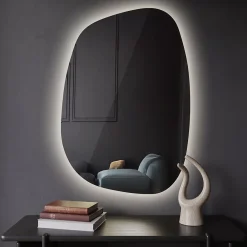Miroir Lumineux|Tulup Miroir asymétrique led 49 x 34 cm design lumière neutre