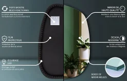 Miroir Lumineux|Tulup Miroir asymétrique led 49 x 34 cm design lumière froide