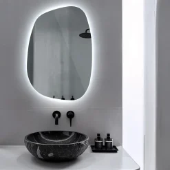 Miroir Lumineux|Tulup Miroir asymétrique led 49 x 34 cm design lumière froide