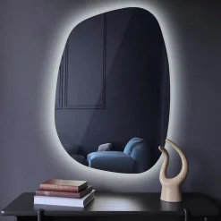 Miroir Lumineux|Tulup Miroir asymétrique led 49 x 34 cm design lumière froide