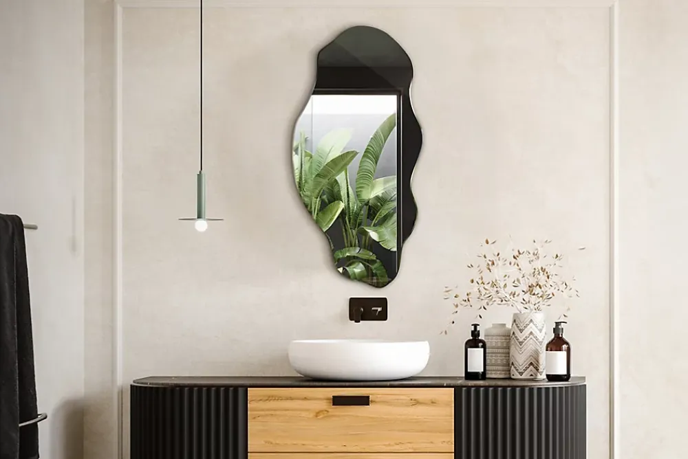 Miroir Simple|Tulup Miroir asymétrique 50 x 100 moderne 1 pièce