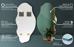 Tulup Miroir asymétrique 45 x 90 pour salle de bain 1 pièce