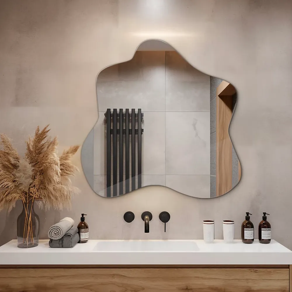 Miroir Simple|Tulup Miroir asymétrique 58 x 58 cm haut de gamme, parfait pour salon et dressing
